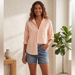 FRANK & EILEEN Eileen Relaxed Button-Up Shirt Peach Size XS